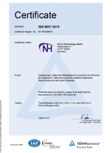 Zertifikat N&H Technology