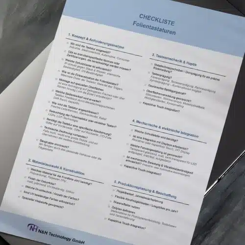 Checkliste für Entwicklung und Konstruktion von Folientastaturen