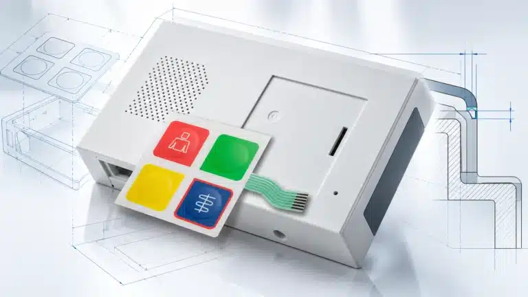 Konstruktion von Kunststoffgehäuse und Folientastatur für eine HMI-Bedieneinheit